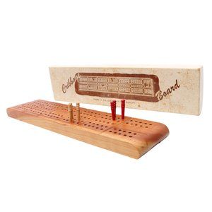Vintage 1937 W C Horn Bro & Co Wooden CRIBBAGE BOARD Box Manual Made in USA Wood